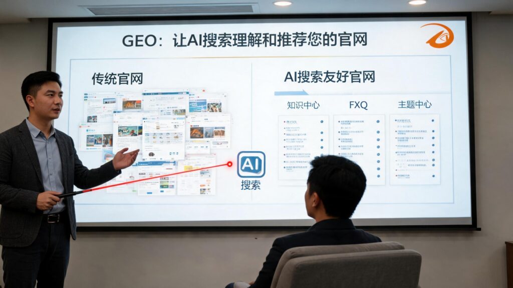 AI搜索时代，官网如何成为AI能理解的知识入口？——GEO机器人内容架构拆解封面